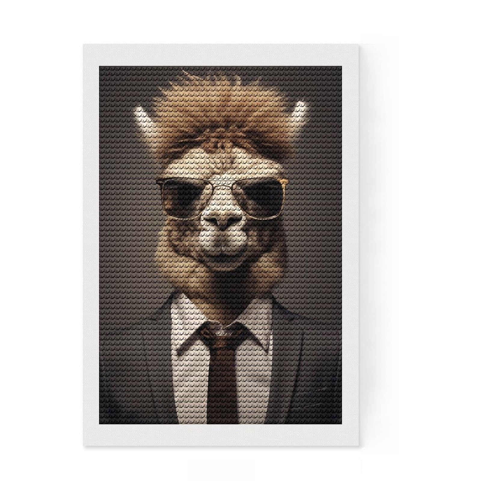 Junmoney Alpaca Funny Animal Full Drill Diamond Painting Kit 8"x12", Boho Decor, Aesthetic Room Decor, Bedroom Decor, Fun Craft Activity