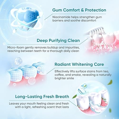 Miniatura 4 de BodyAccel Pasta de dientes blanqueadora con Niacinamida  Pasta de dientes blanqueadora natural con Niacinamida, fórmula suave para dientes más