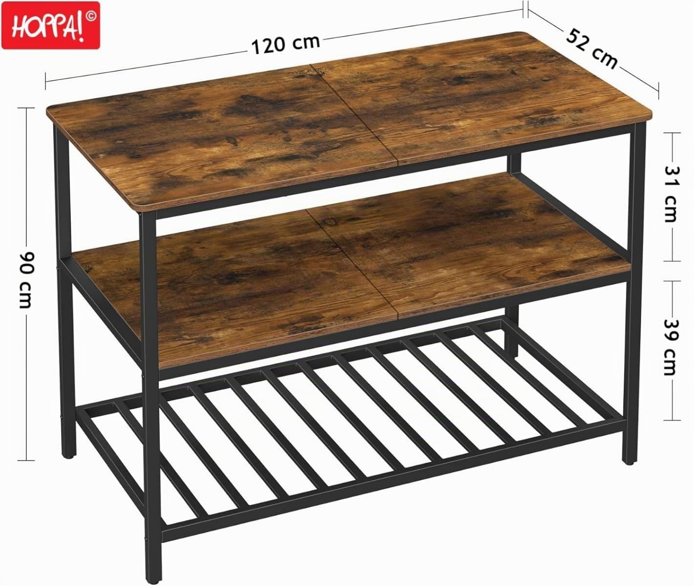 Hoppa! - Kücheninsel - Braun/Schwarz - Stahl - 120 x 60 x 90 cm