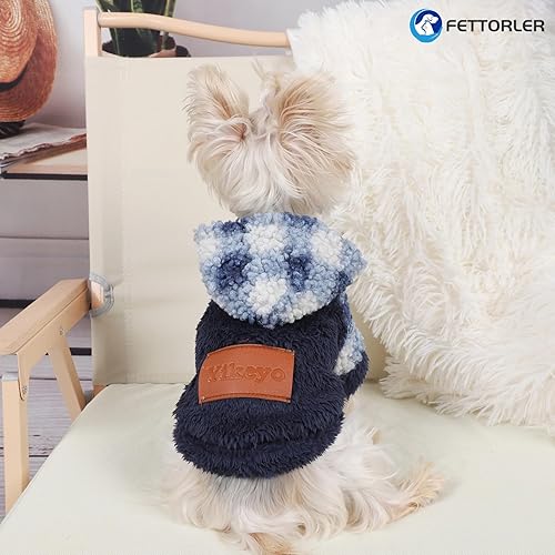 Miniatura 5 de Suéter con capucha para perro con capucha de invierno para perros pequeños, niños y niñas, sudadera de forro polar para mascotas, ropa cálida para