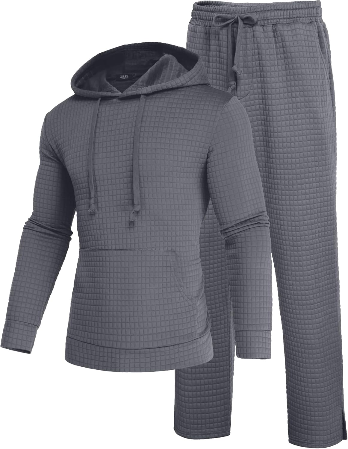 Mens Sweatsuits Sets 2 Piece Outfits Hooded Athletic Tracksuit Regular Fit Plaid Jacquard Jogging Suit Set