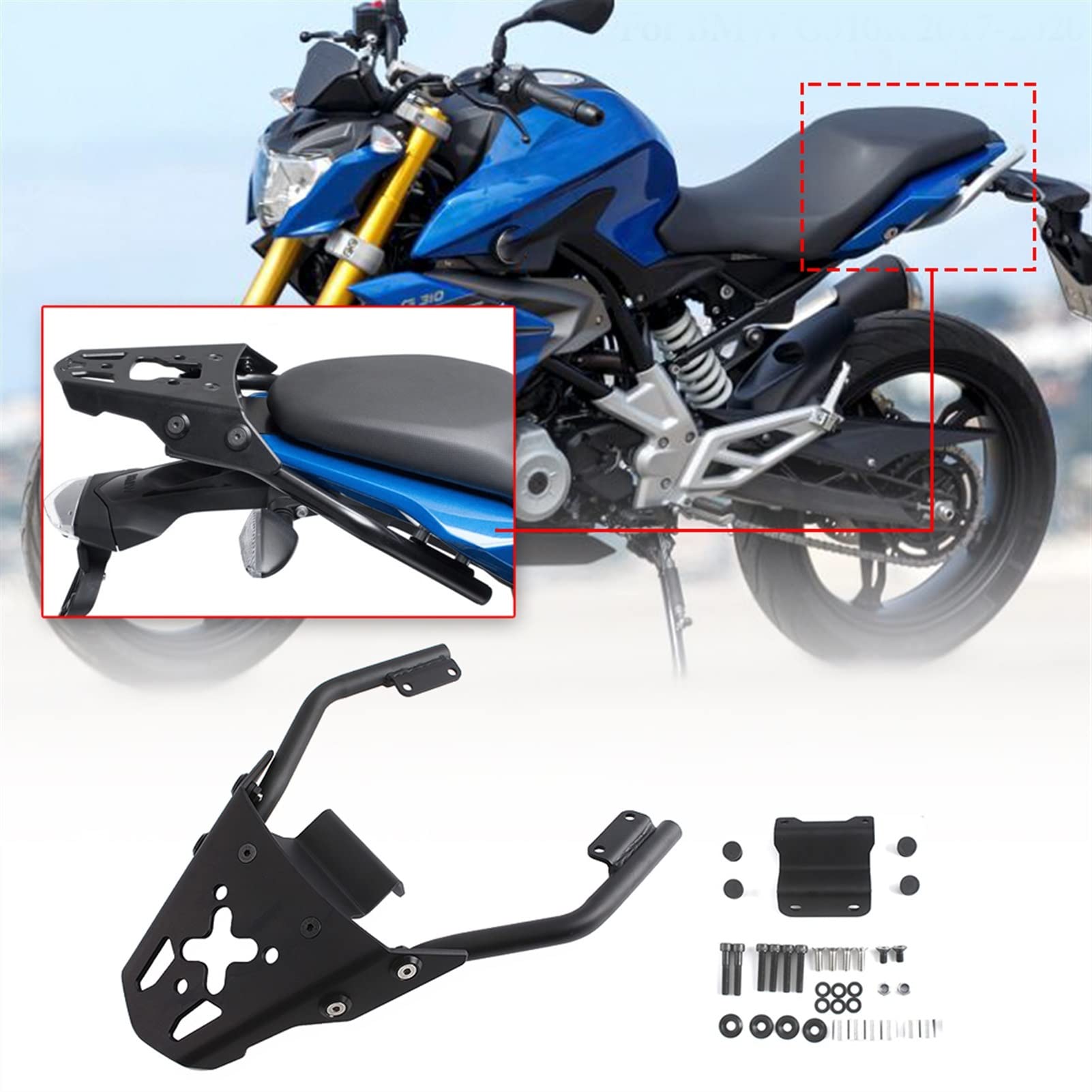 Motorcycle Seat Rear Fender Plate Kit Luggage Rack For BMW G310R G310 R - View #6