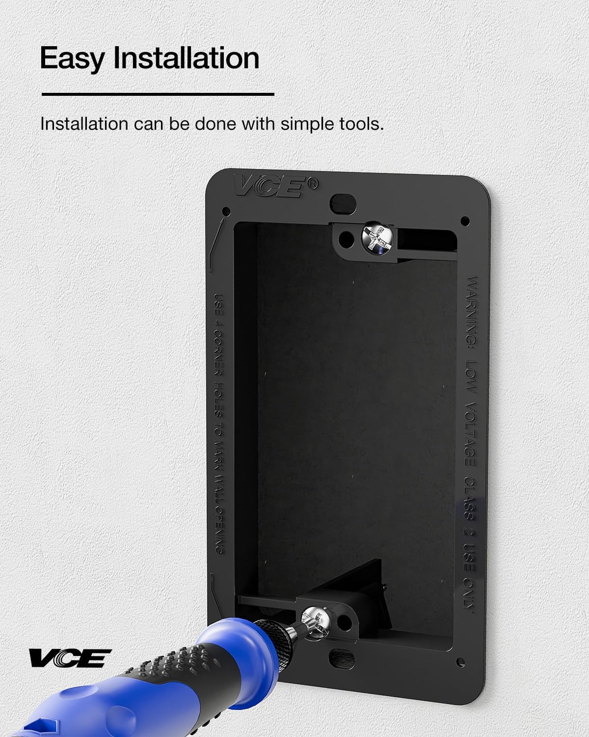 VCE Low Voltage Mounting Bracket Single Gang Wall Plate, Flush Low Voltage Box for Network, HDMI, Coaxial, Speaker, Telephone Cables, Black, 5 Pack