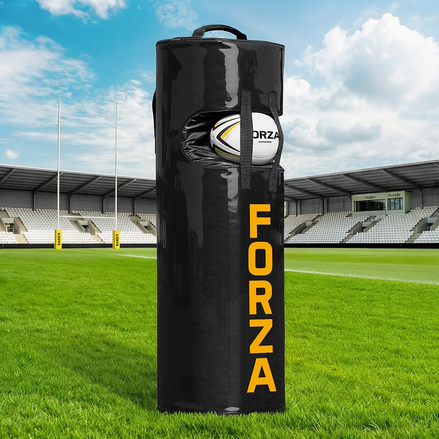 FORZA Tackle Jackal Bag – Rugby Jackal Training Aid with Ball Indent, Side Straps, Weatherproof PVC Exterior & Foam Core for Clubs, Schools & Coaches (Black)