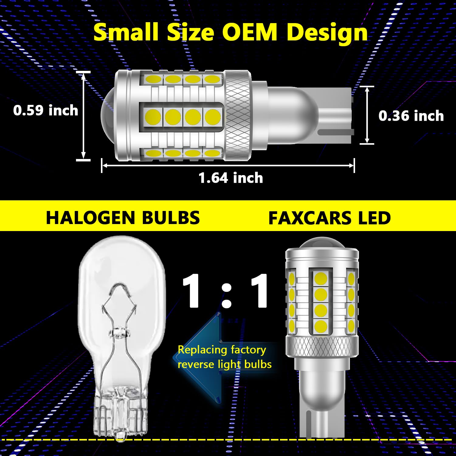 AUXITO 921 LED Reverse Light Bulbs - 2400LM Ultra Bright White Backup Lights For Toyota & More