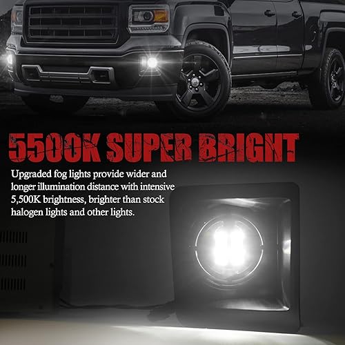 Miniatura 3 de BUNKER INDUST Luces antiniebla LED para GMC Sierra 1500 2014-2015, kit de lámpara antiniebla de conducción de parachoques