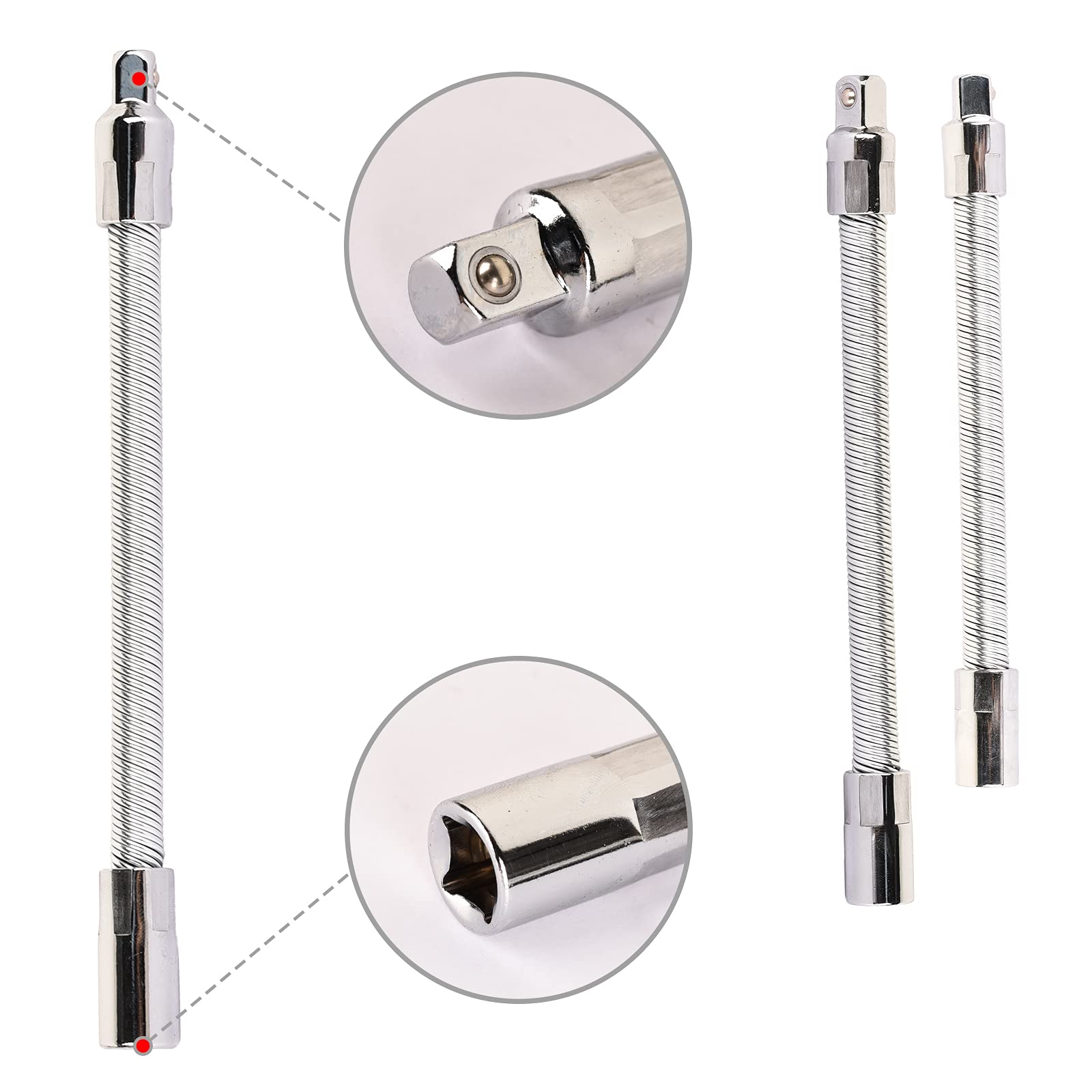 Lot de 3 rallonges flexibles en acier inoxydable Argenté 1/4" 3/8" 1/2"