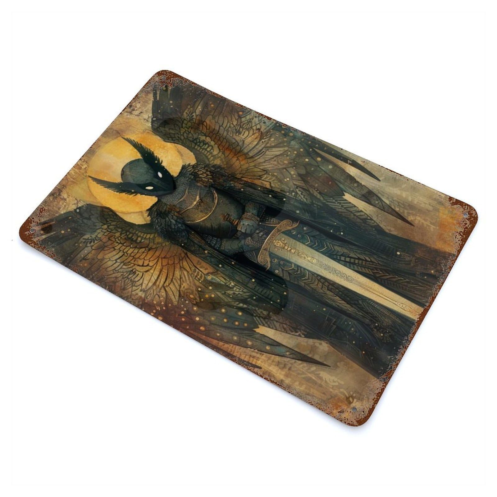 Guardian Angel Rustic Tin Plaque 11.8"x7.9", for Shed, Workshop And Garage Wall Decor, Farmhouse Wall Decor