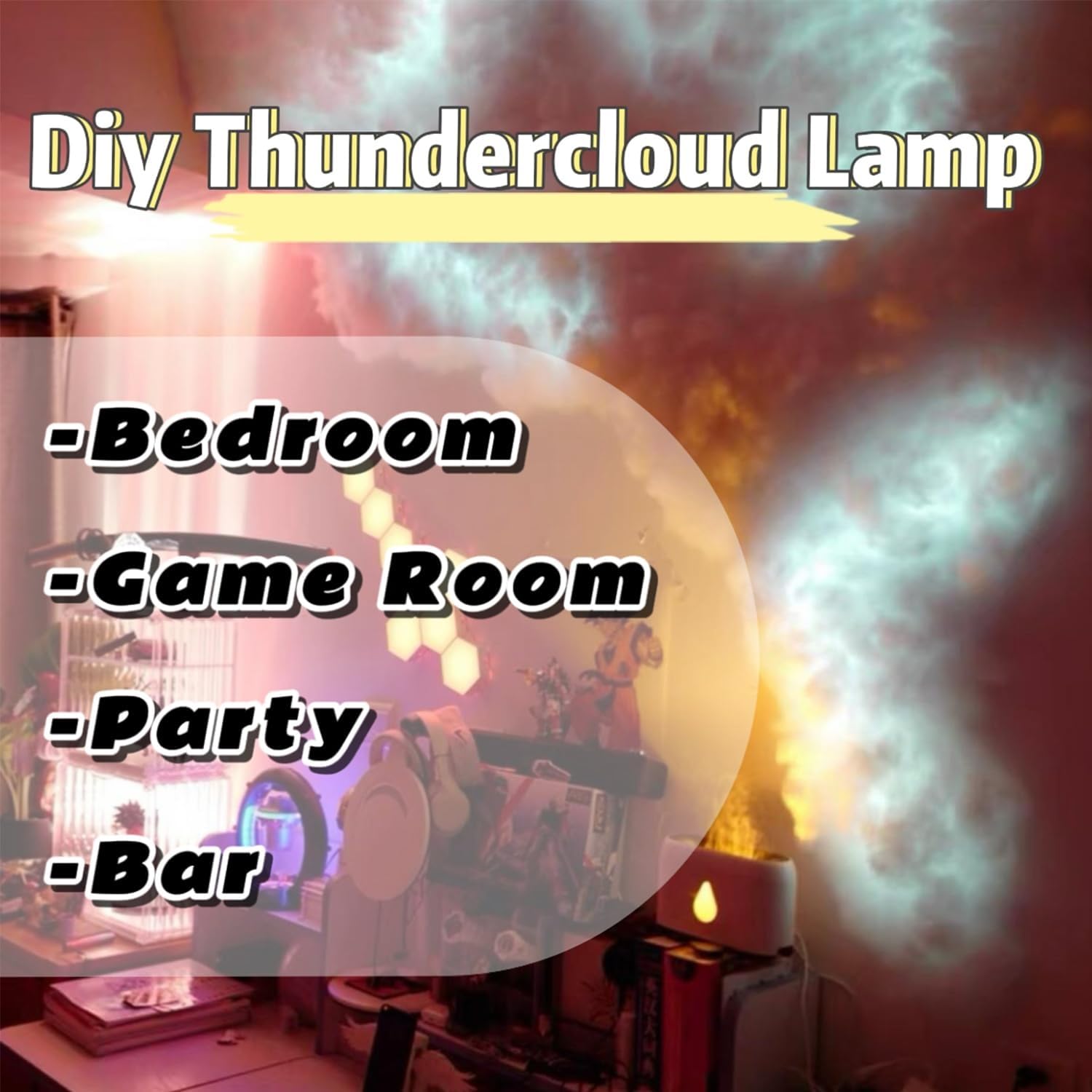 16/32 Fuß RGB 3D-Gewitterwolken-Lichtleiste, Stimmungsvolle Deckenbeleuchtung, Musik- Und Sprachsteuerung, Mehrfarbiger Lichtstreifen For Die Dekoration Von Gaming-Zimmern(32ft)