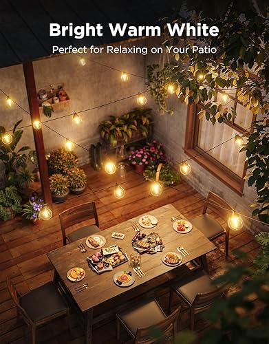 Miniatura 5 de Govee Tira de luces transparentes para exteriores, 96 pies, RGBWIC para exteriores con 30 bombillas LED blancas cálidas regulables, 111 modos de