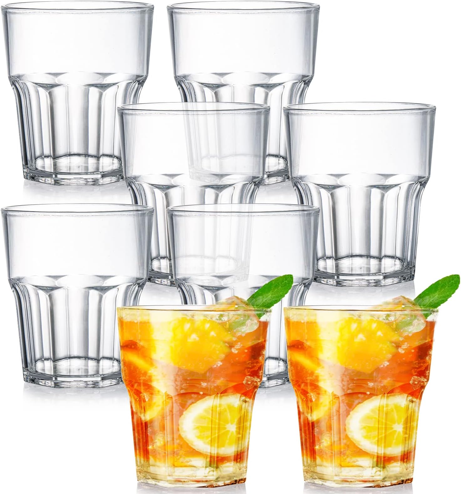 Tebery 8 Pack 250ml Acrylic Plastic Tumblers, Reusable Cups Stackable