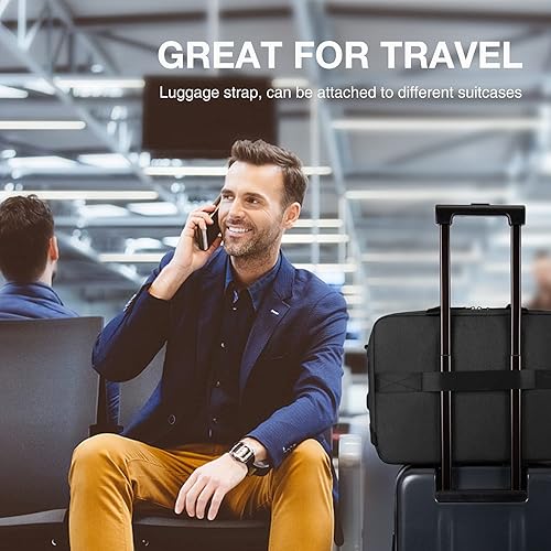 Miniatura 6 de Bolsa para laptop, BAGSMART Maletín para laptop de 15.6 pulgadas para hombres y mujeres, Maletín para trabajo y viajes de negocios, Negro puro, 15.6