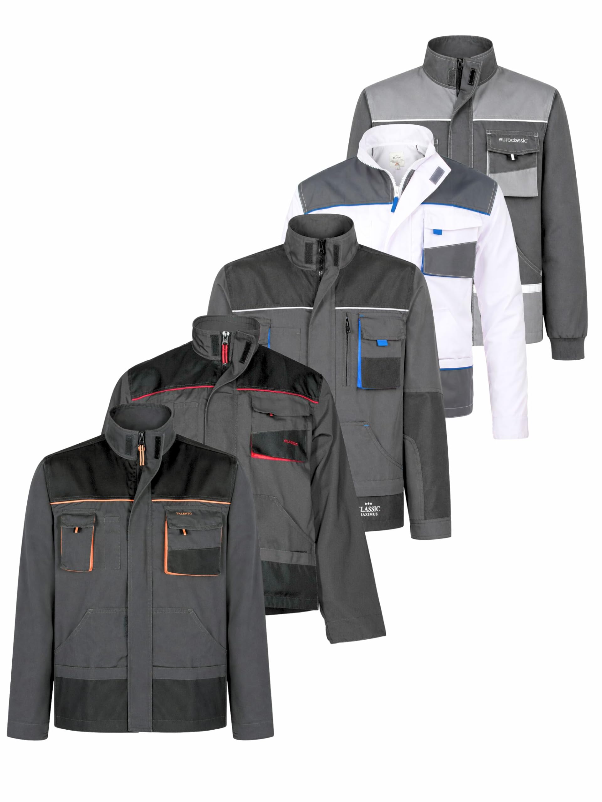 Arbeitsjacke Herren Sommer Blouson 6 Taschen Ellenbogenverstärkung Reißverschluss Dreifachnähte Klettverschluss Handytasche Berufskleidung Handwerk Baustelle Werkstatt Industrie Montage Freizeitjacke