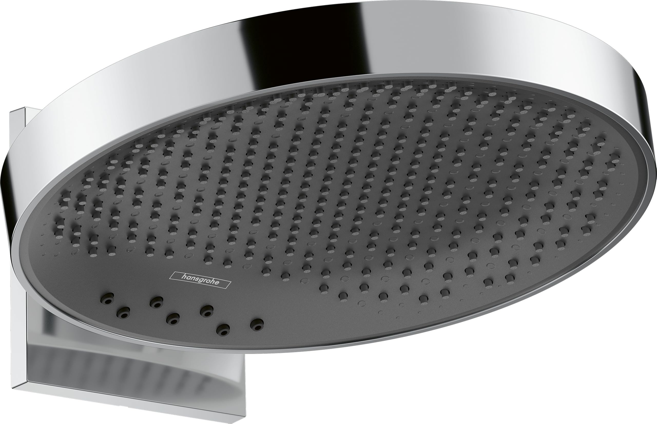 Hansgrohe Anthracite Rainfinity Fixed Shower Head 360 3 Spray With Wall Connector, Chrome 26234000