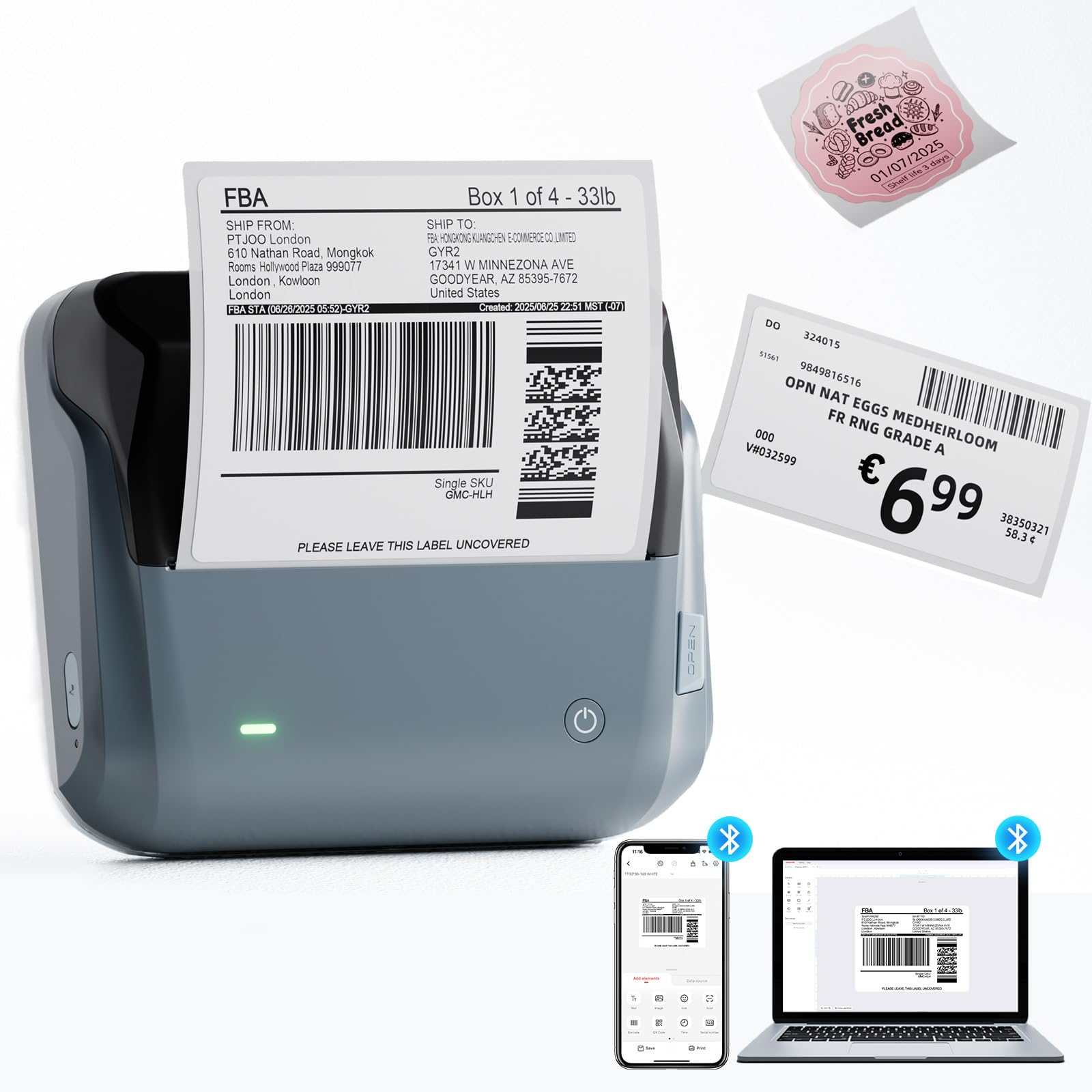 NIIMBOT DHL Etikettendrucker, 4x6 Versandetiketten Drucker B4 Label Printer, Beschriftungsgerät Selbstklebend Tragbar Etikettiergerät für Barcode, Amazon, Etsy, Shopify, DPD, GLS, UPS, DHL, FedEx