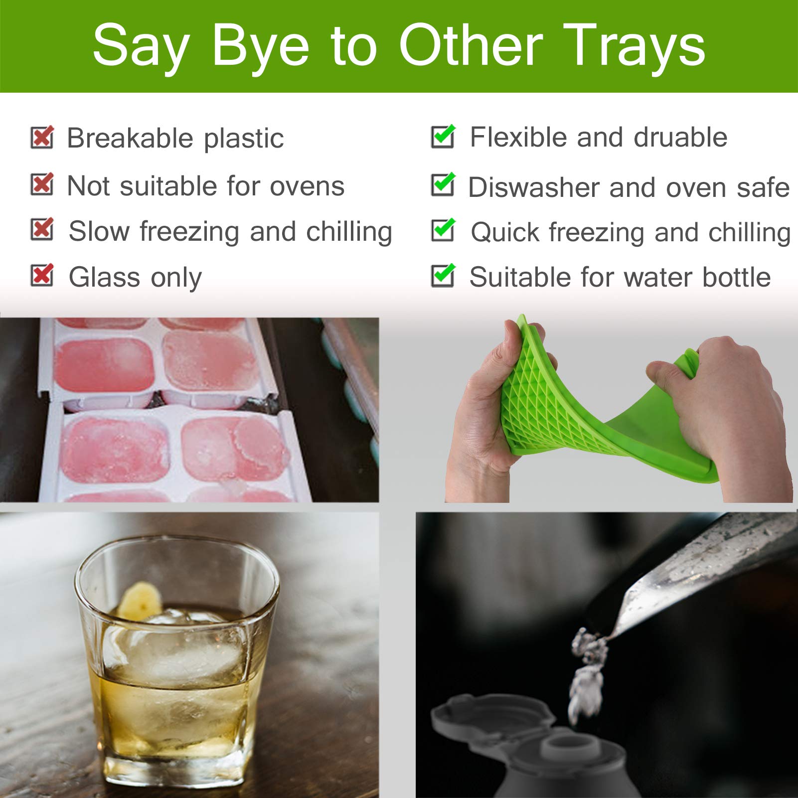 2 PCS Silicone Mini Ice Cube Trays,160 Crushed Ice Cube Molds Easy Release Small Ice Cube For Chilling Whiskey Cocktail,Kitchen Gadgets Stackable Ice Trays - View #9