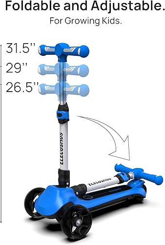 Miniatura 5 de ELECOSMOS Patinete eléctrico para niños de 4 a 9 años, scooter de 3 ruedas con luces LED grandes, plataforma intermitente ancha, altura ajustable