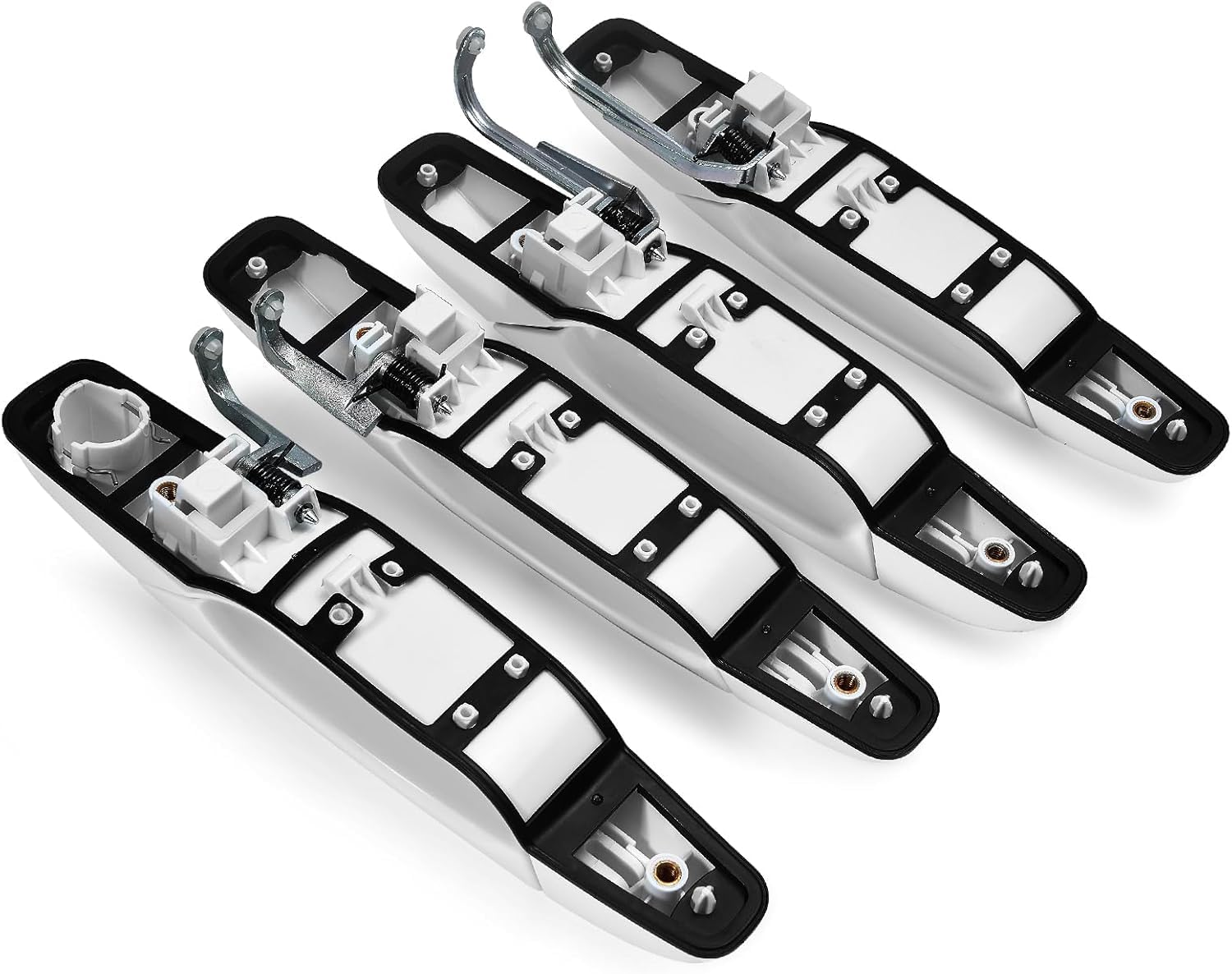 Exterior White Door Handles Compatible with 07-14 Chevy Silverado Suburban Tahoe Avalanche, GMC Sierra 1500 2500 3500 HD Yukon XL, Cadillac Escalade EXT ESV, 2007 2008 2009 2010 2011 2012 2013 2014
