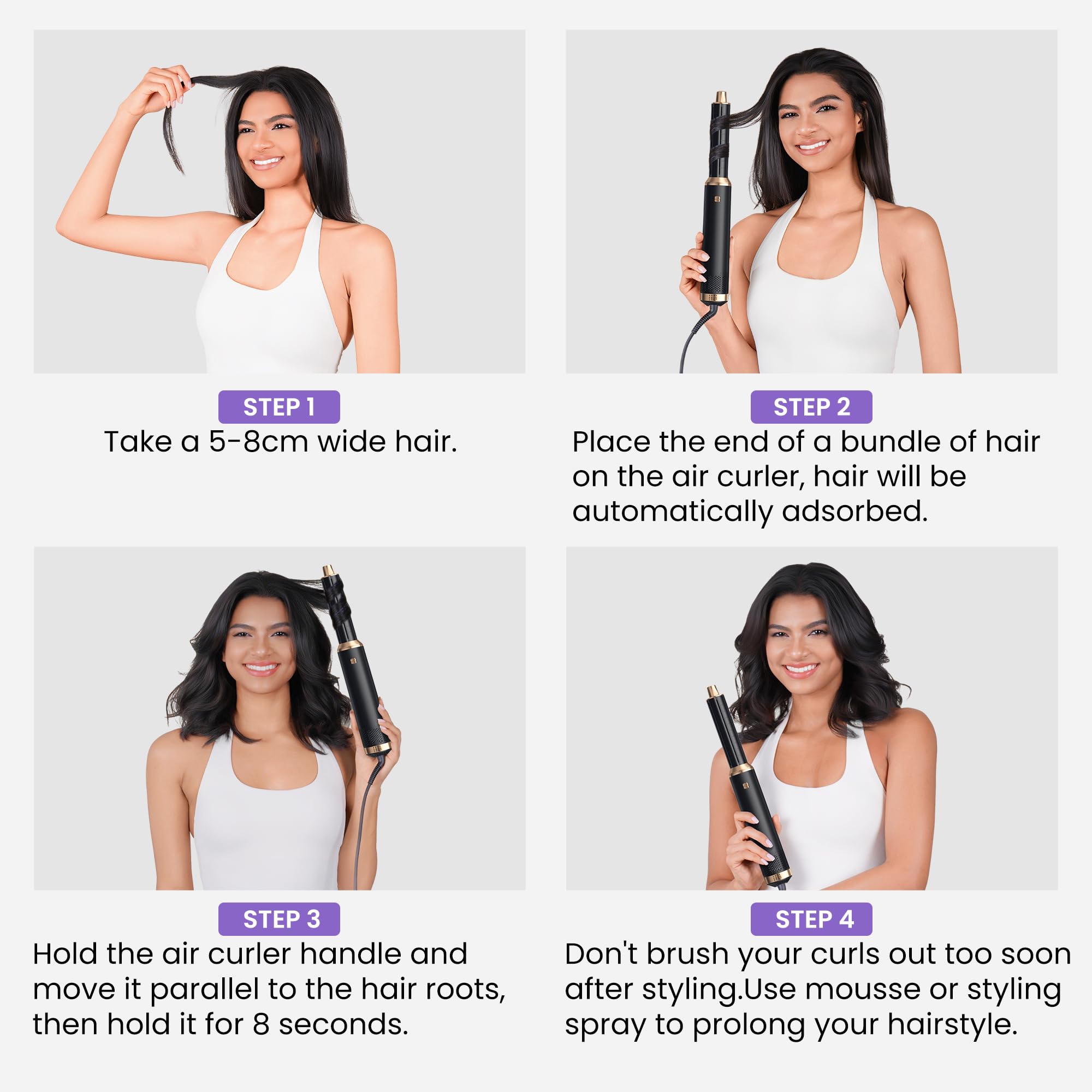 MogawaveCepillo Secador de Pelo Moldeador de Pelo 5 en 1,Airstyler, Automático de Rizado de Aire, Hair Styler, Dar Volumen, Doblar, Suavizar, Secar el Cabello
