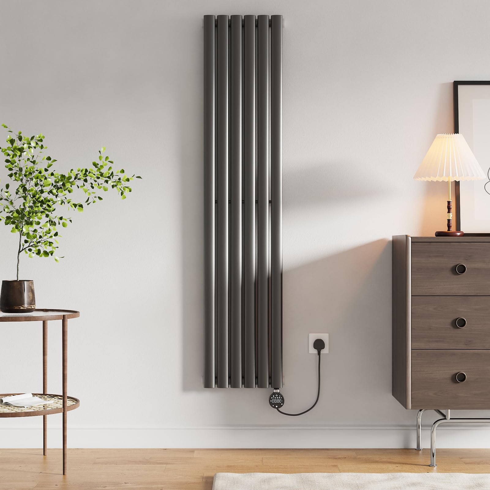 Warmiehomy Oil Filled Radiator, 6 Fins Single Panel Electric Heater, Electric Radiators Wall Mounted, 5 Modes, 7d/24h Timer, Child Lock, WIFI App Control, Touch Screen Adjustable Thermostat, 160*35cm