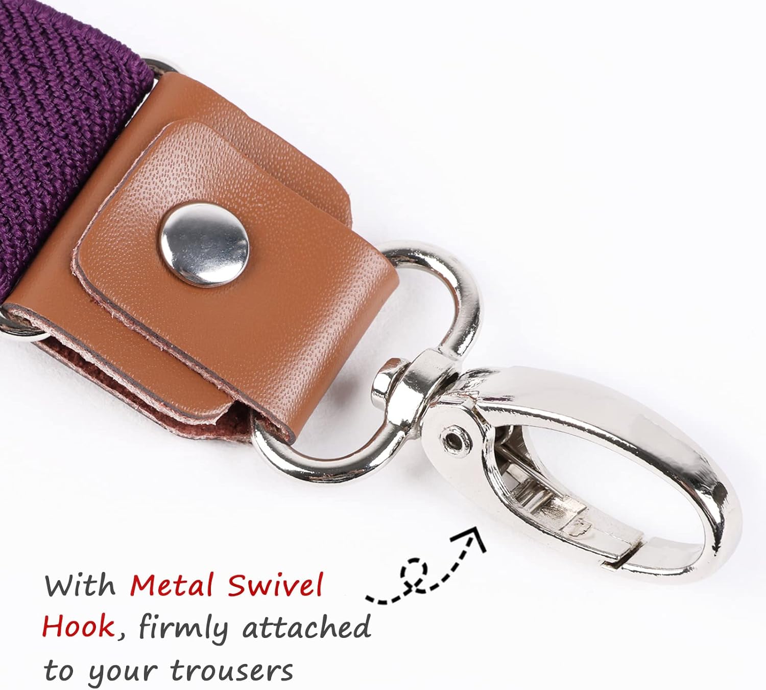 Alizeal Mens 1 Inch Suspender with Leather Joint and 3 Swivel Hooks - Image 4