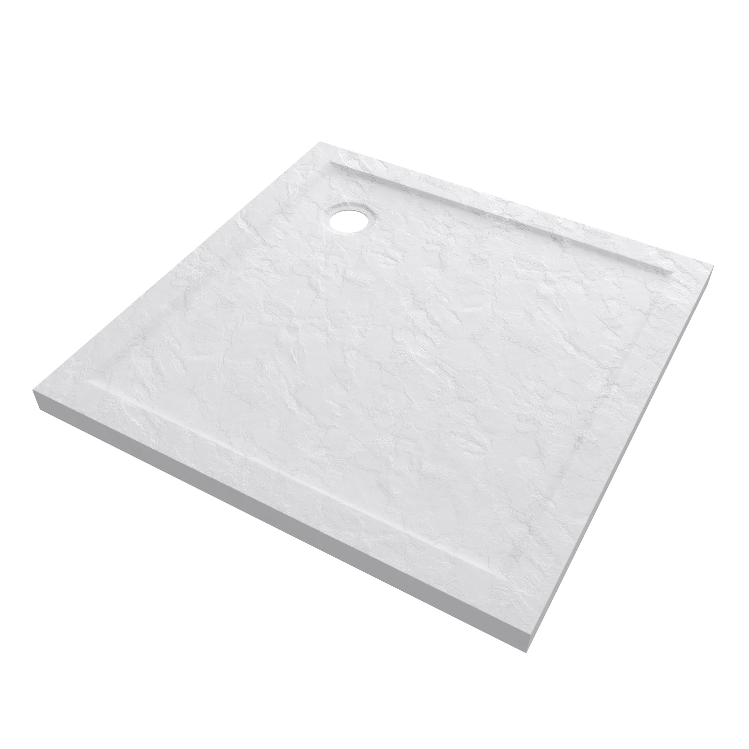 Plato de ducha cuadrado extra plano de acrílico reforzado blanco acabado piedra – 90 x 90 cm