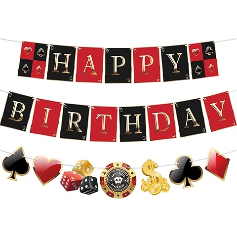 Casino Theme Party Decorations Casino Birthday Banner Poker Night Las Vegas Birthda...