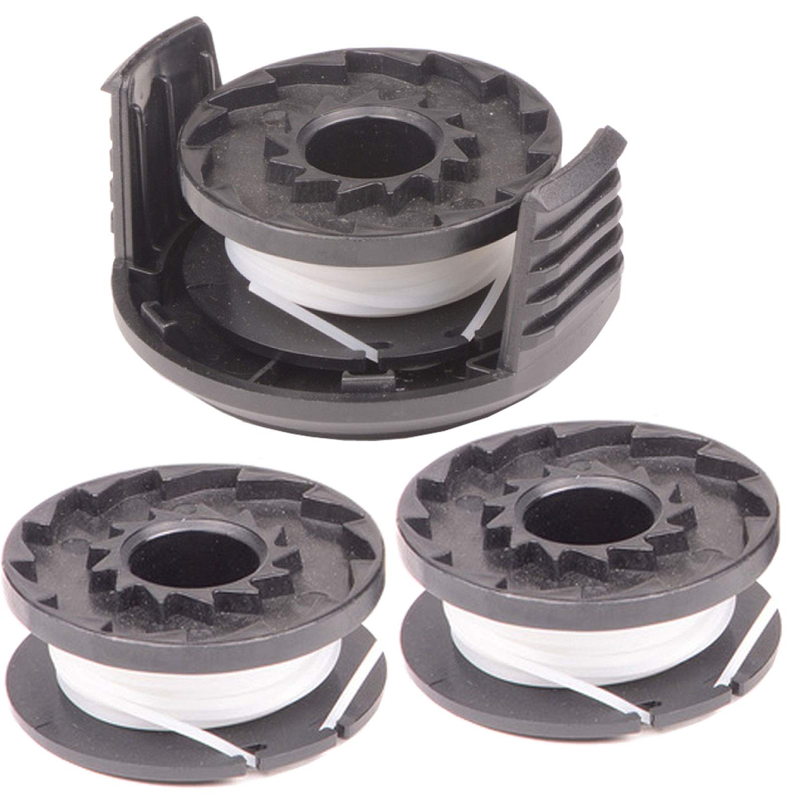SPARES2GO 4m Cover Spool & Line for Qualcast N0F-GT-250/18-E GTLi18 Strimmer Trimmer (+ 2 Spare Spools)