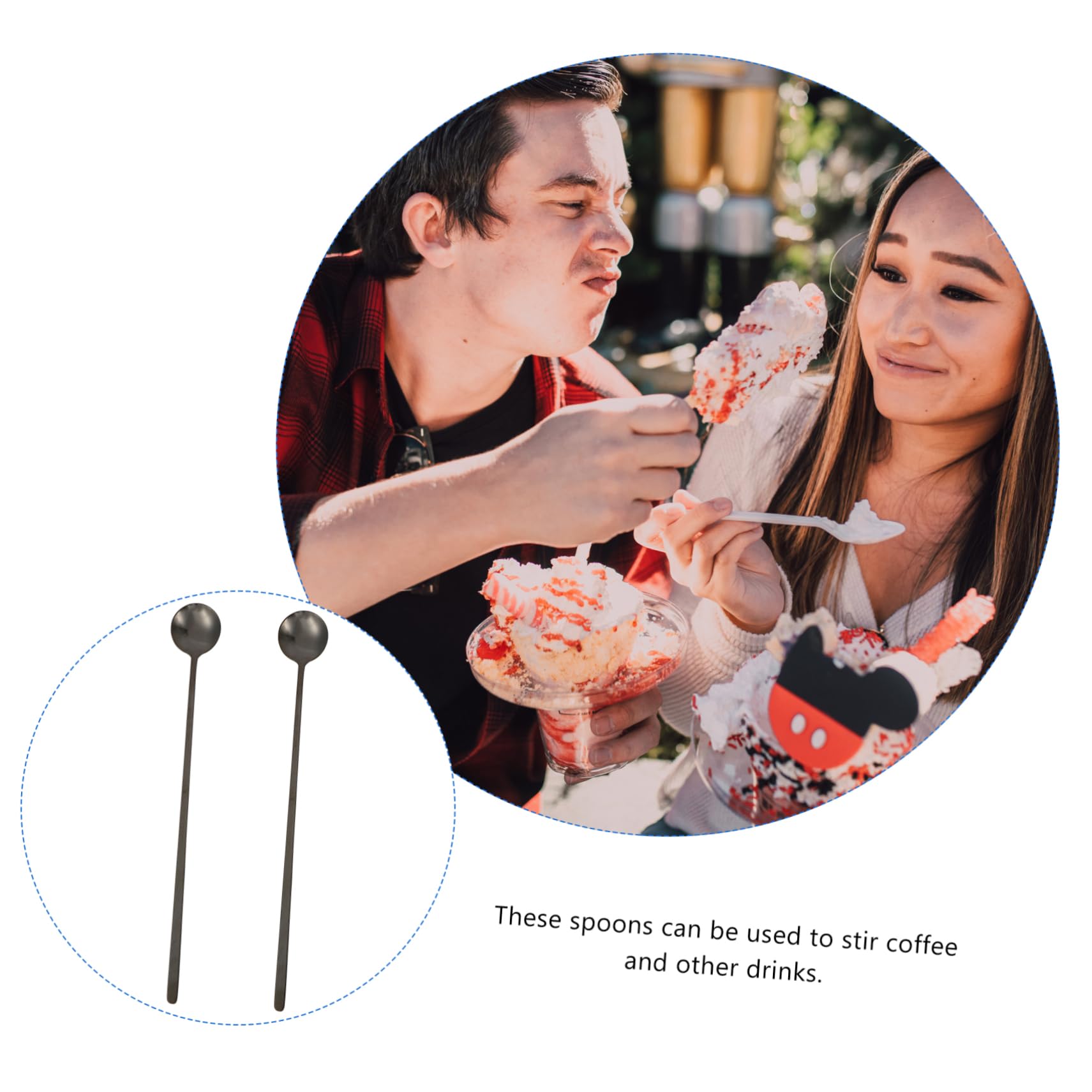 FUNOMOCYA 2pcs Stainless Steel Ladle Coffee Drinks Coffee Stirrer Cocktail Spoon Mini Coffee Spoon Fruit Dessert Spoon Ice Cream Teaspoons Beverage Spoon Stir Bar Spoon Cocktail Stir Spoons
