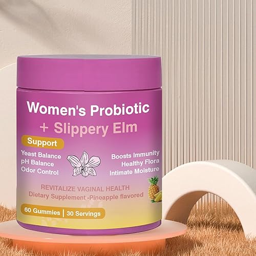 Miniatura 6 de Gomitas de probióticos femeninos con olmo resbaladizo  60 gomitas de piña para mujeres ph equilibrio, probióticos vaginales que apoyan la flora, la