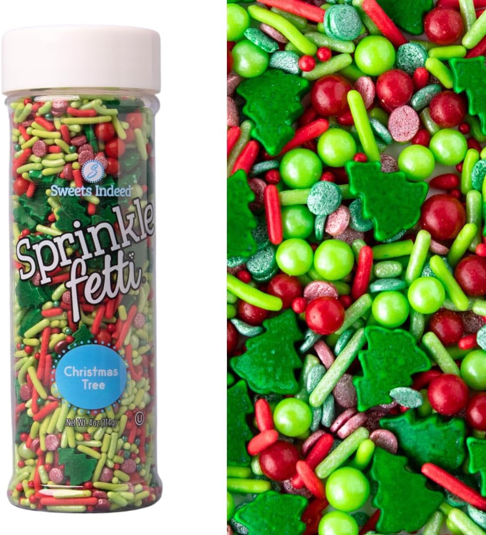 Sprinkles, Edible Sprinkle Mix, Perfect for Cake Decorations, Baking, Ice Cream, Cookies, Cupcake Topper, 4 ounces (Christmas)