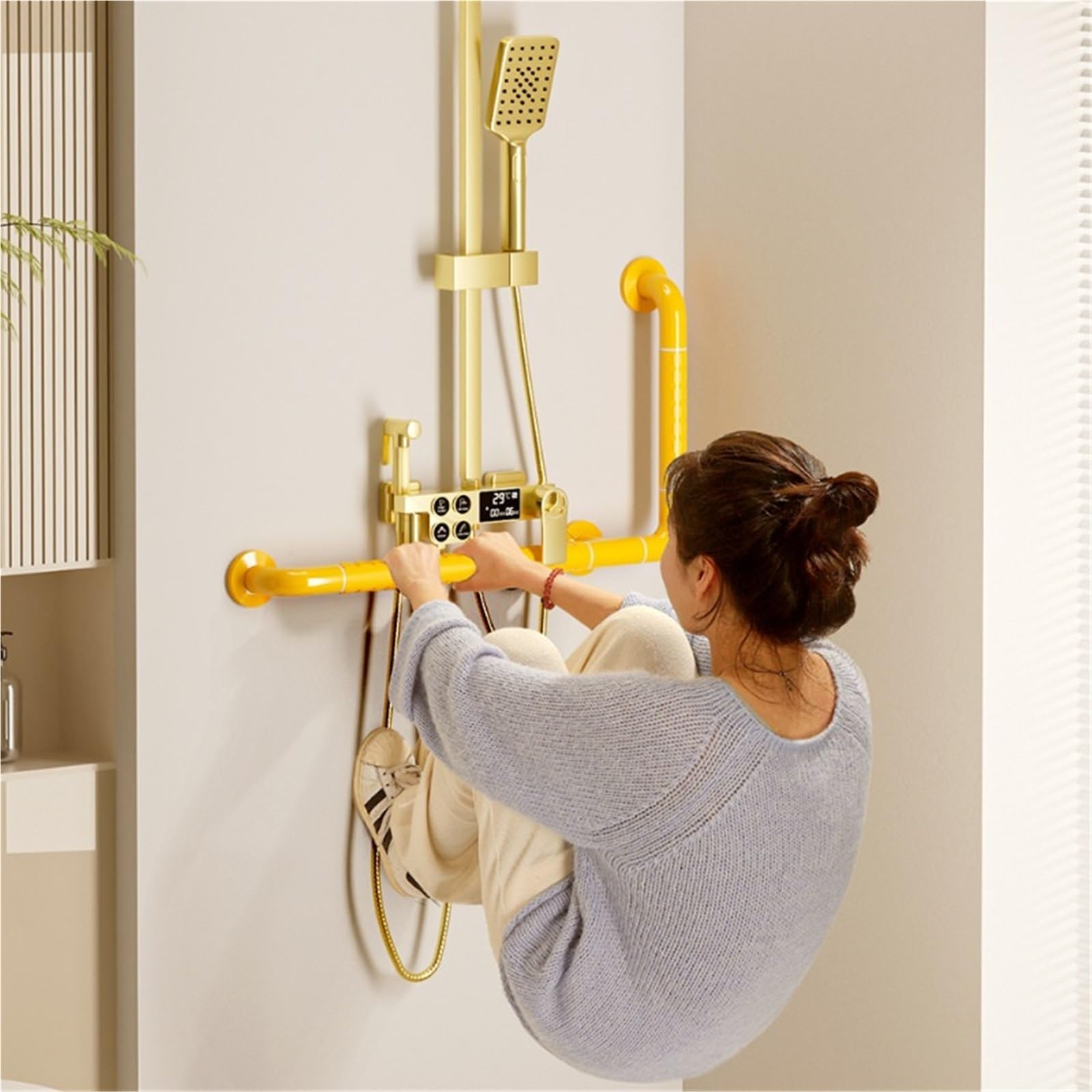 Barras de Apoyo para baños Barra de Agarre para Ducha con Ventosa para baño, Resistente y Duradera, para Personas Mayores.(A White 70 70CM)