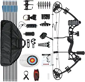 WUXLISTY Conjunto De Arco E Flecha Composto Para Adultos, Peso De Tração De 30 A 65 Libras, Pronto Para Caçar, Arcos De Caça Com Arco E Flecha, Comprimento De Tração De 19,5' A 30,5', Membros Feitos