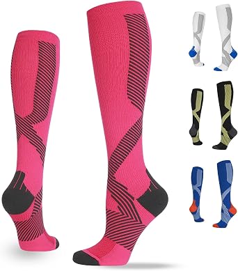 Compression Stockings Sports Running Stockings Women & Men Compression Socks with Anti-Blister Protection Support Stockings for Muscle Recovery & Workouts