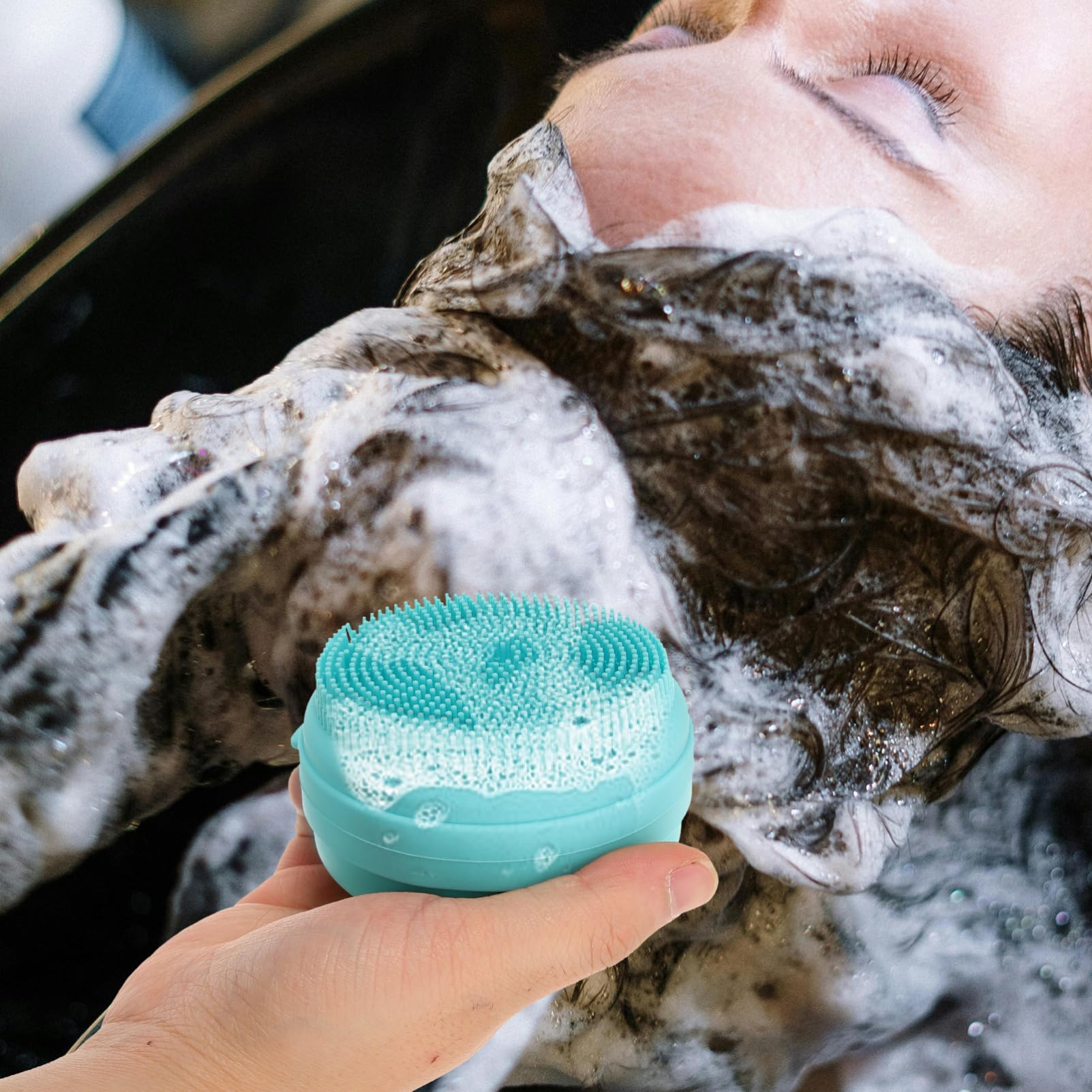 Healeved 4pezzi Spazzola Da Bagno Massaggiante Silicone Con Porta Sapone Scrubber Per Doccia Con Setole Morbide Per Esfoliazione e Massaggio Della Lago