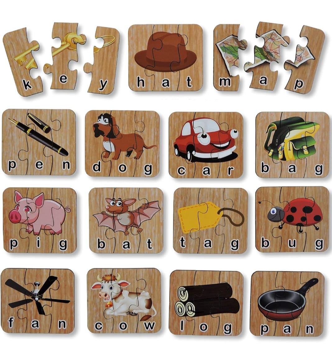 Cute and Curious Spelling Puzzle Learn Three Letter Words Beautiful Colourful Pictures Age 4+ Alphabet Fun Piece Matching Play and Learn Cards Wooden Three Letter Jigsaw Game for Children (B0CQ7S67CH) Amazon Price History, Amazon Price Tracker