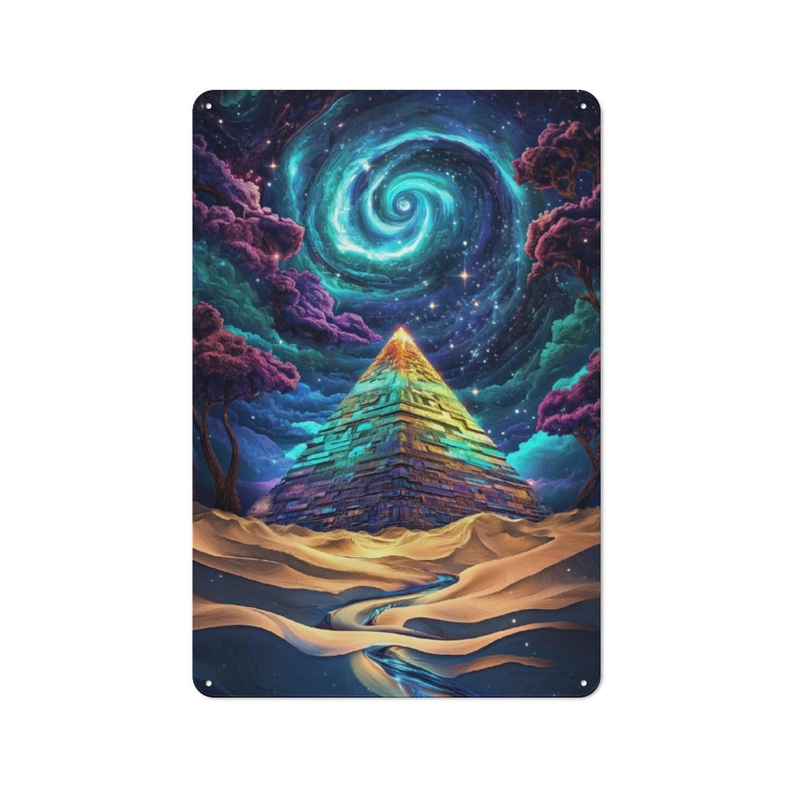 Junmoney Cosmic Pyramid Rustic Tin Sign 30X20cm For Café Or Restaurant, A Decorative Christmas Gift For Hospitality Interior Collectors
