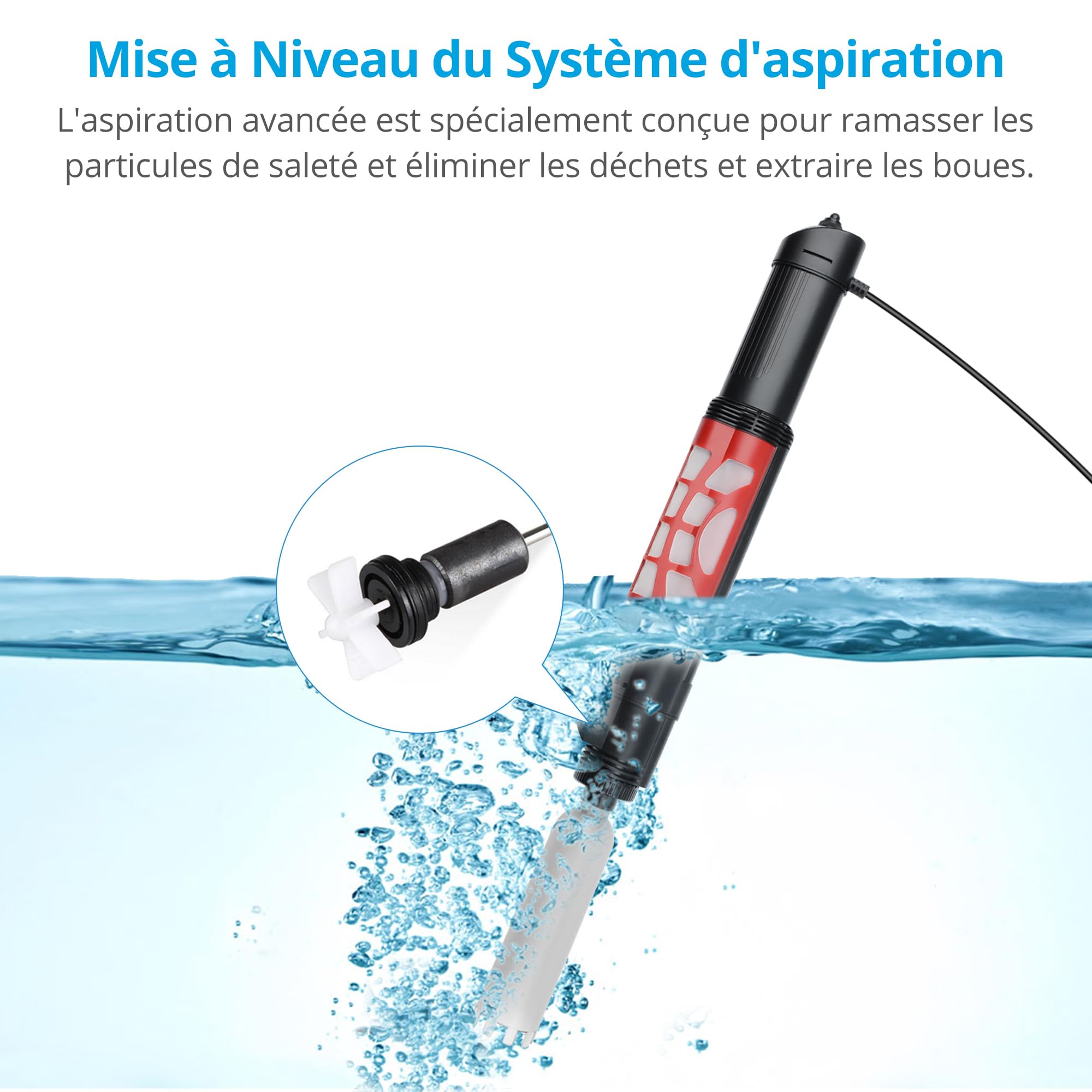 NICREW Aspirateur Automatique pour Aquarium, Nettoyeur de Gravier Électrique Convient pour Aquarium Moyen et Grand