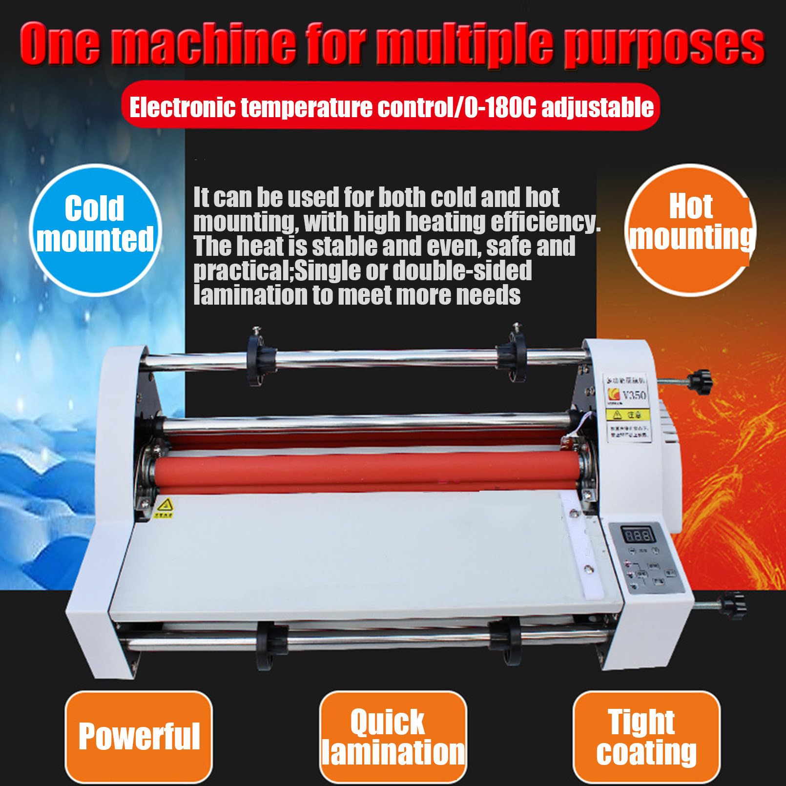 Laminator Na GorąCo Na Zimno, Laminator Na GorąCo Na Zimno 350 Mm Jedno- I Dwustronna Maszyna Do Laminowania, Szybkie Nagrzewanie I Brak PęCherzykóW Do SzkołY Domowej,220v