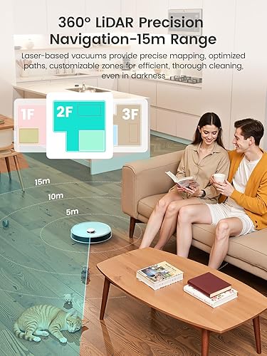 Miniatura 13 de Lefant Aspiradora robot M3, lavado automático de trapeador, succión de 12000 Pa, auto vaciado y recarga, elevación de fregona de 0.354 in, trapeador