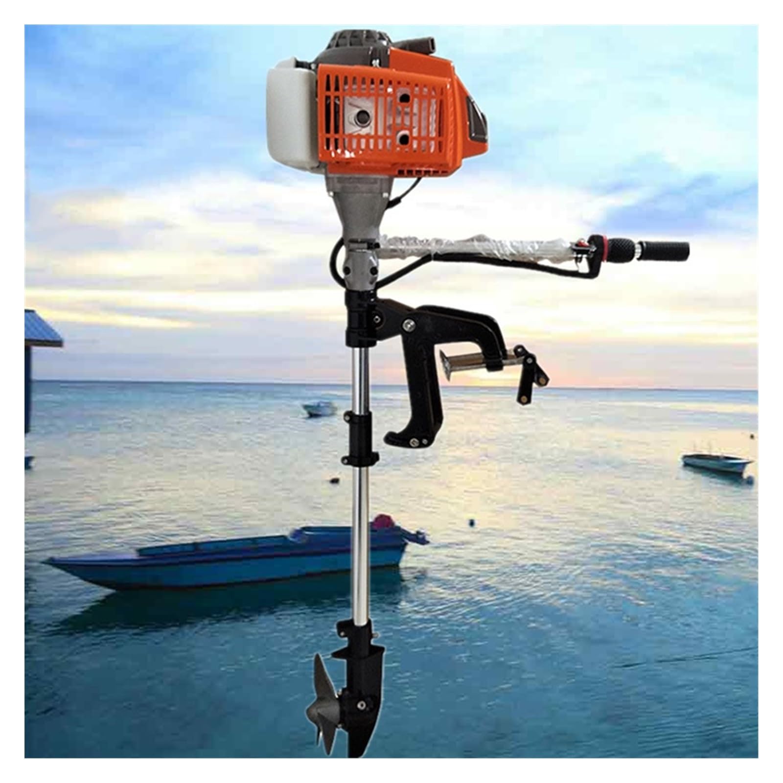 Moteur marin Moteur hors-bord de bateau gonflable, hélice de moteur de bateau de pêche, hélice de kayak 2.0/2.2/3.5/4.0 chevaux, machine à pagaie suspendue, support de moteur uniquement Équipement de