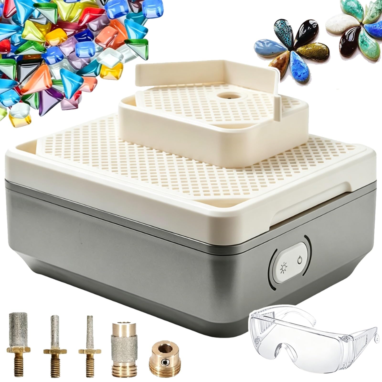Máquina pulidora de vitrales de 150 W, con Doble Capa, alimentación automática de Agua, 4 Brocas de Pulido, Espesor de Pulido de 2 a 3 mm, para Dar Forma al Vidrio cerámico.