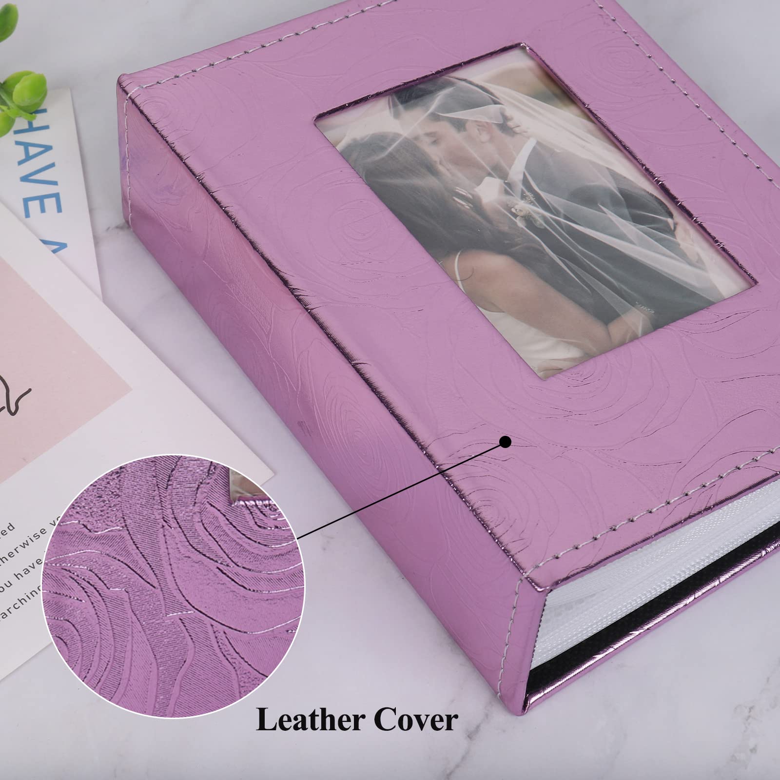 RECUTMS Photo Albums 6x4 100 Pockets Photos Capacity Premium Leather Cover 6x4 Photo Album Wedding Baby Family Travel Small photo Album Book - Image 3