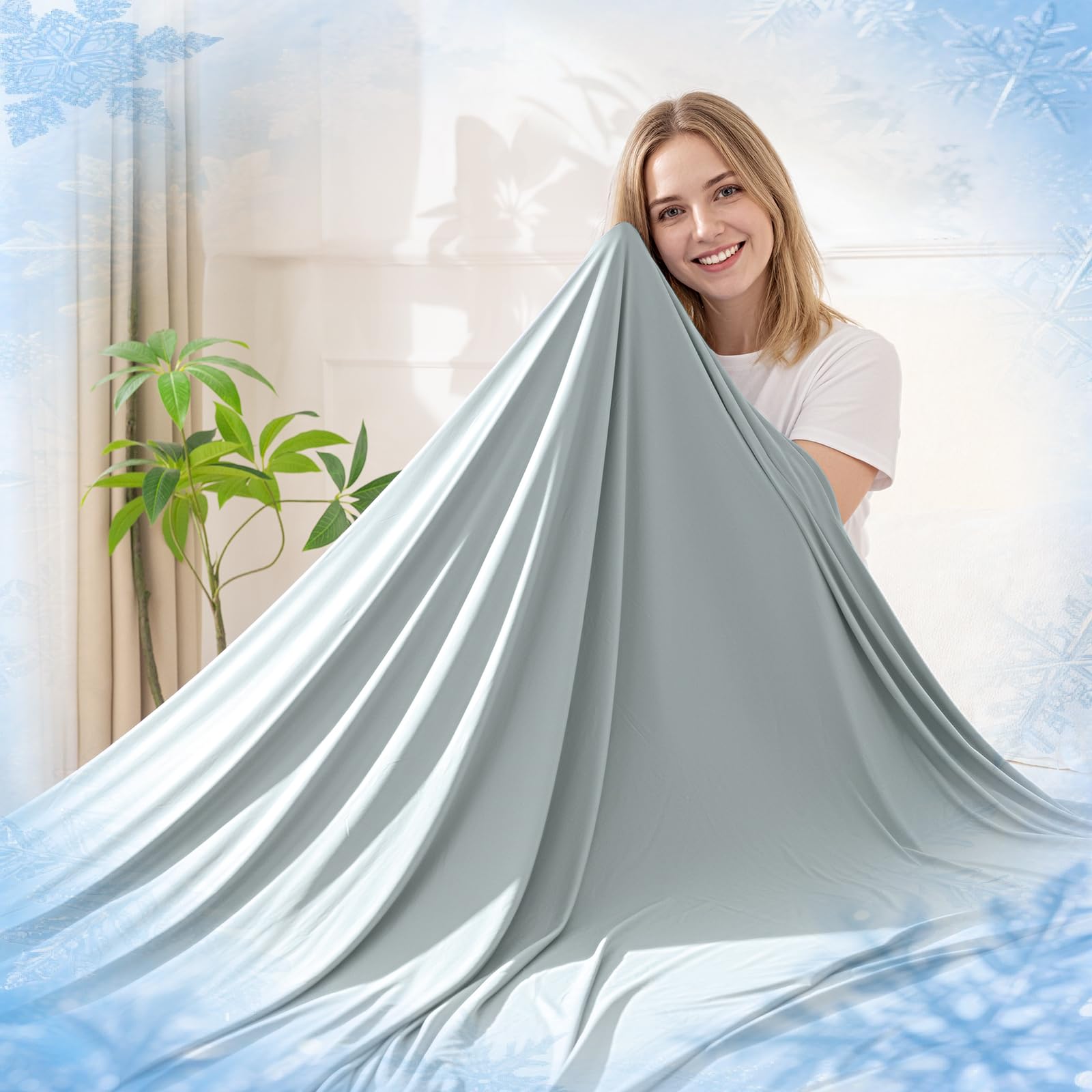 RUMBALUXY Kühlende Decke für Menschen mit Nachtschweiß, Doppelseitige Kühldecke mit Japanischen Q-Max >0,45 Arc-Chill Fasern, Leichte & Atmungsaktive Sommerdecke für Sofa, Reisen & Camping