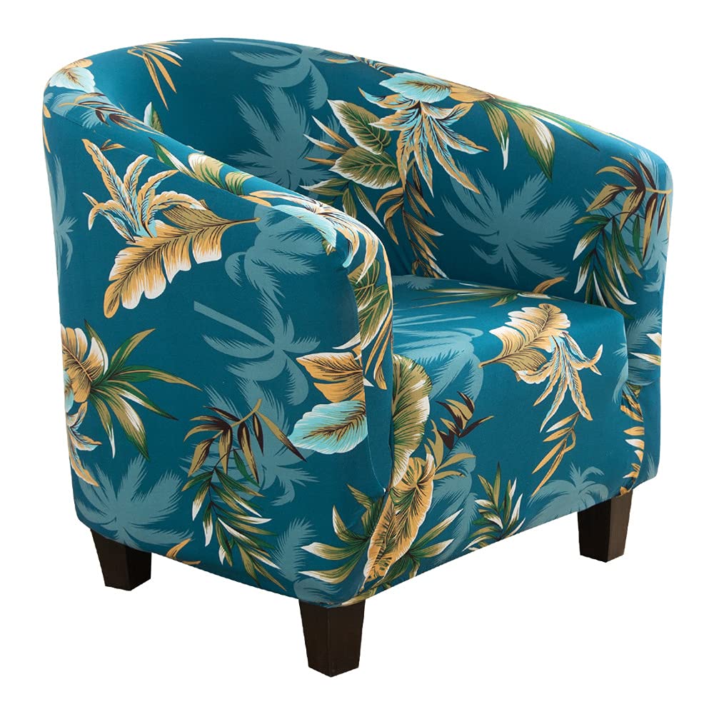 SearchI Club Chair Slipcover Stretch Barrel Chair Covers Printed Tub Chair Slipcovers Spandex Armchair Sofa Cover Removable Couch Furniture Protector Arm Chair Cover for Living Room(Floral Pint 1)