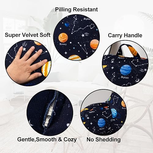 Vista 13 de Holawakaka Almohada de lectura con brazos, almohada de felpa con estampado de cohetes espaciales, para niños, adolescentes, chiquitas, sentadas