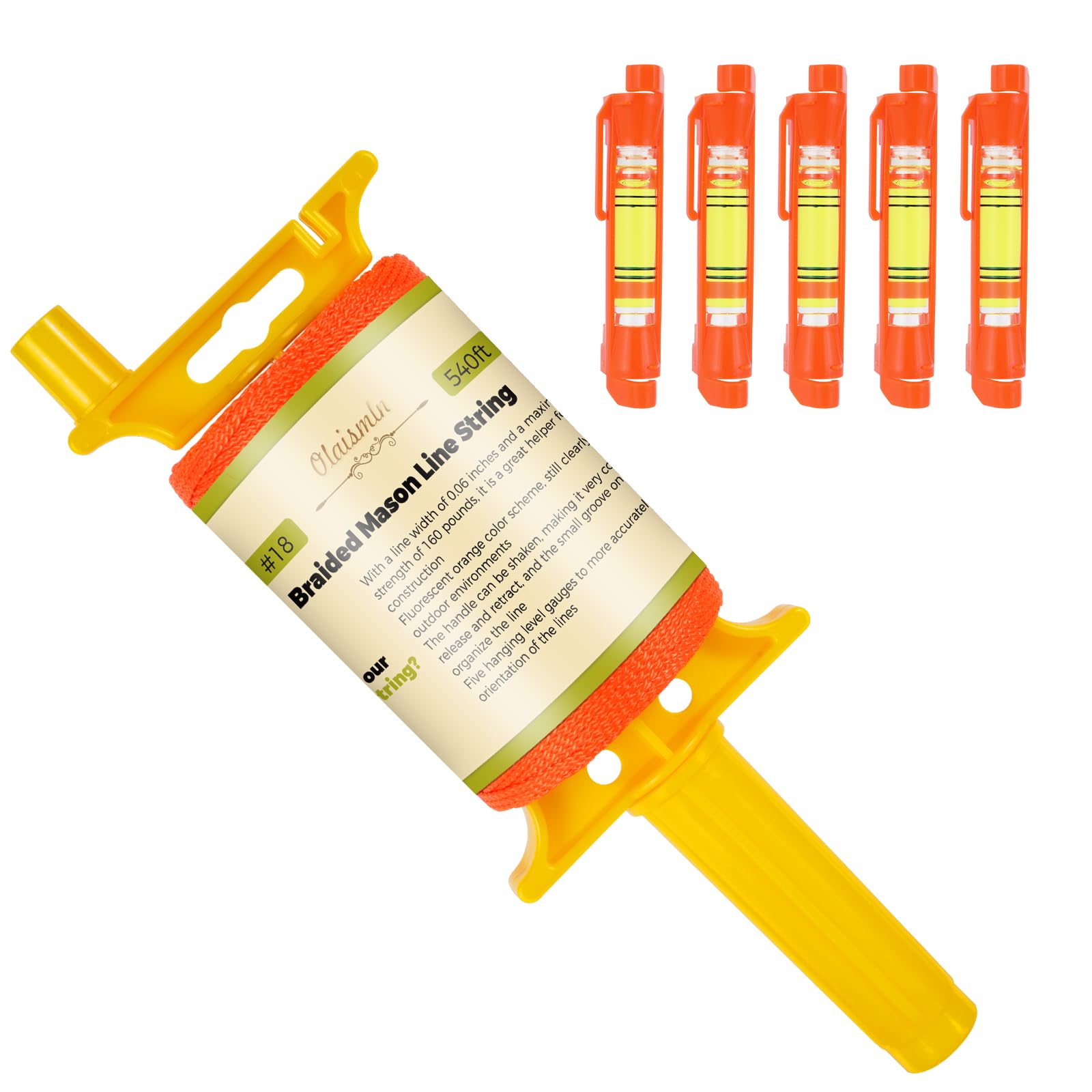 Level Construction String String Level Line Kit Orange Mason Line String – 540ft Spool With 5 ...