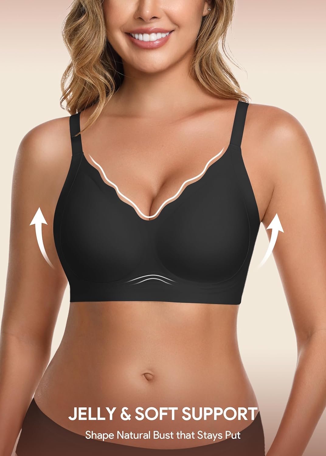 HBselect Jelly Bras for Women No Underwire 3PCS Comfort Wireless Push Up Bras Seamless Scalloped Lift Everyday Bralettes - Image 2