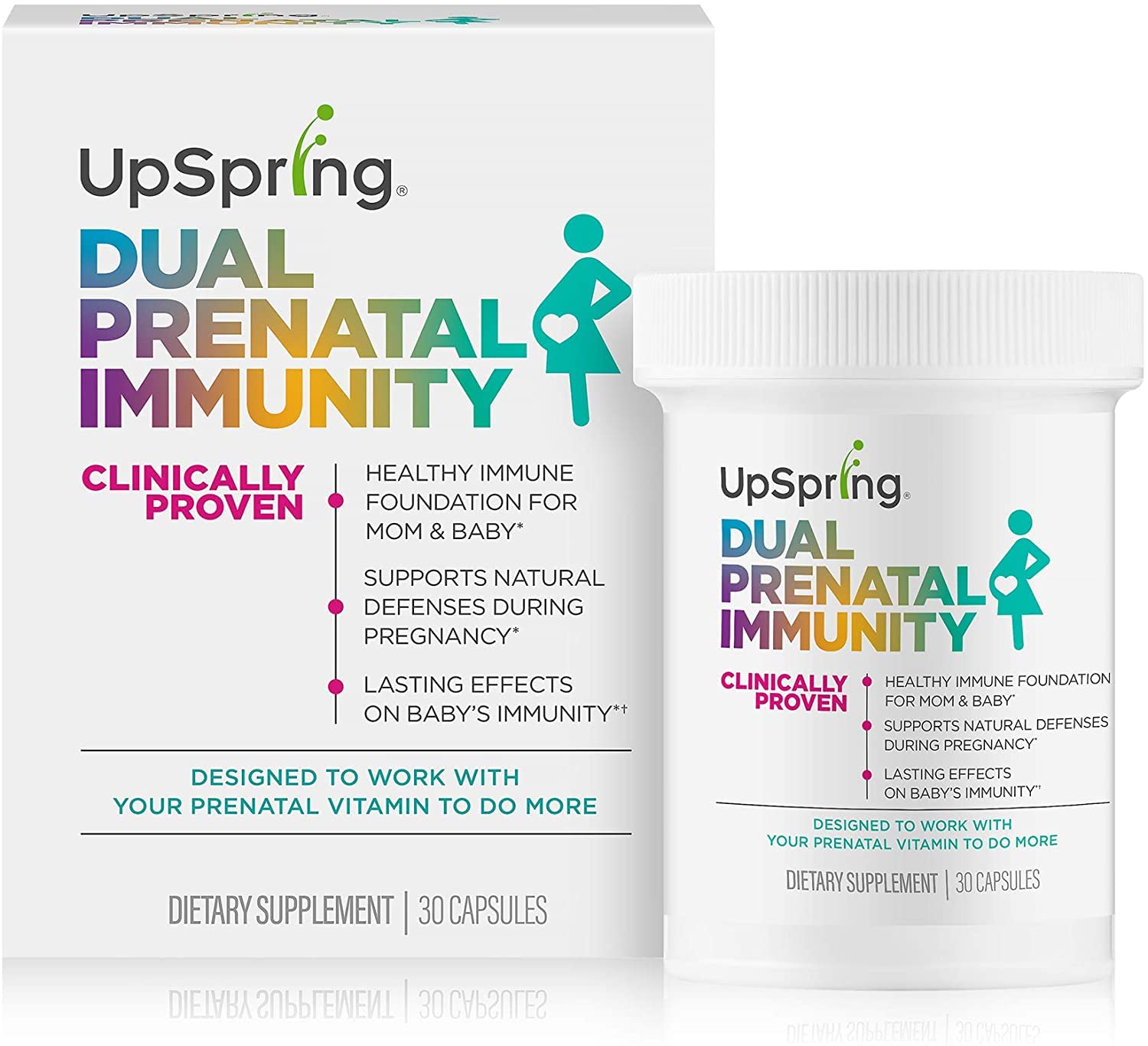 UpSpring Dual Prenatal Immunity Probiotic | Pregnancy Probiotic to Help Support A Healthy Immune System for Mom and Baby | 30 Capsules