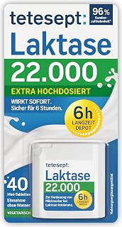 tetesept Lactase 22,000 – 40 Mini Tablets with Immediate Effect & 6h Long-Term Depo…